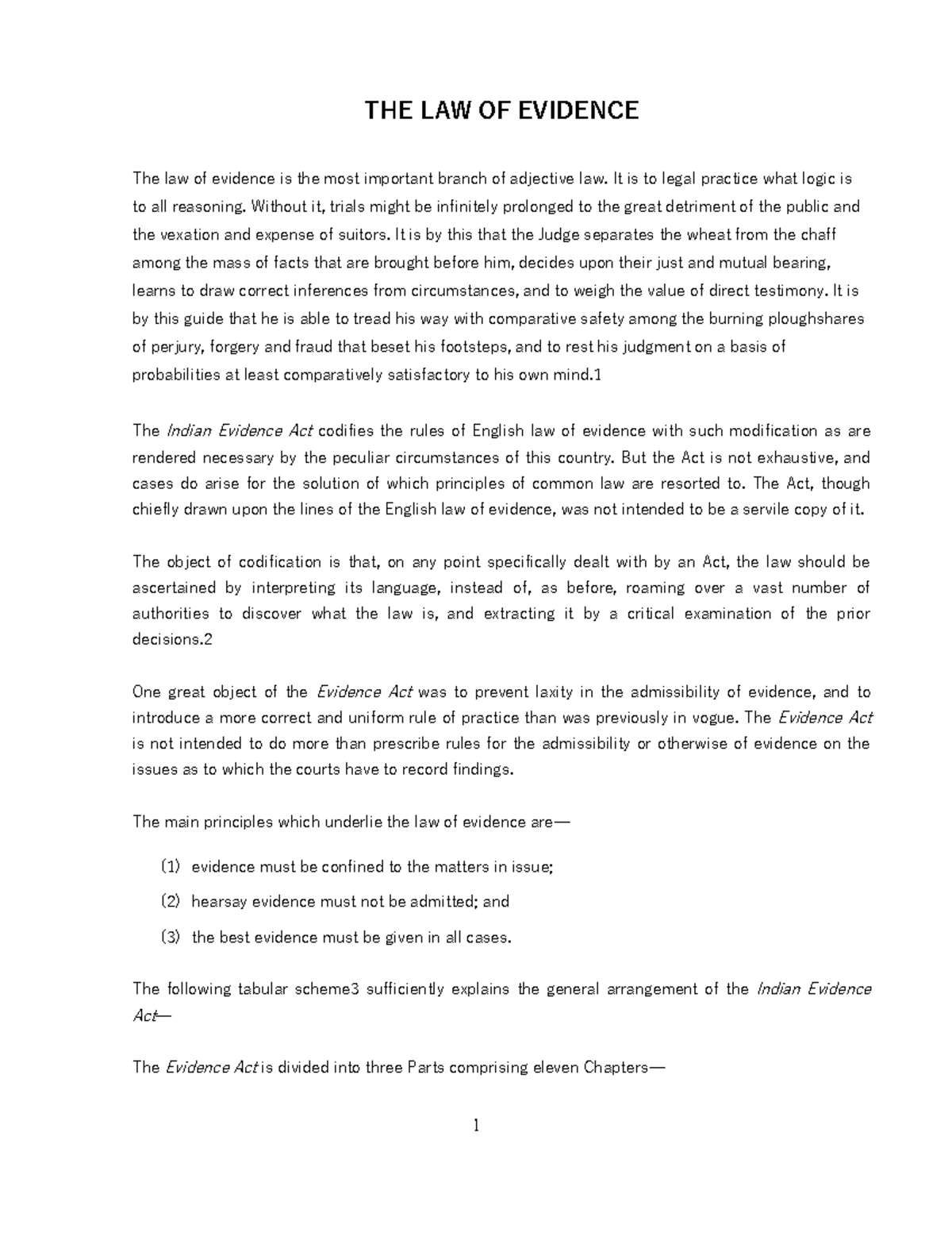 Evidence Law Notes (Course Code: LAW101) - Key Principles & Provisions ...