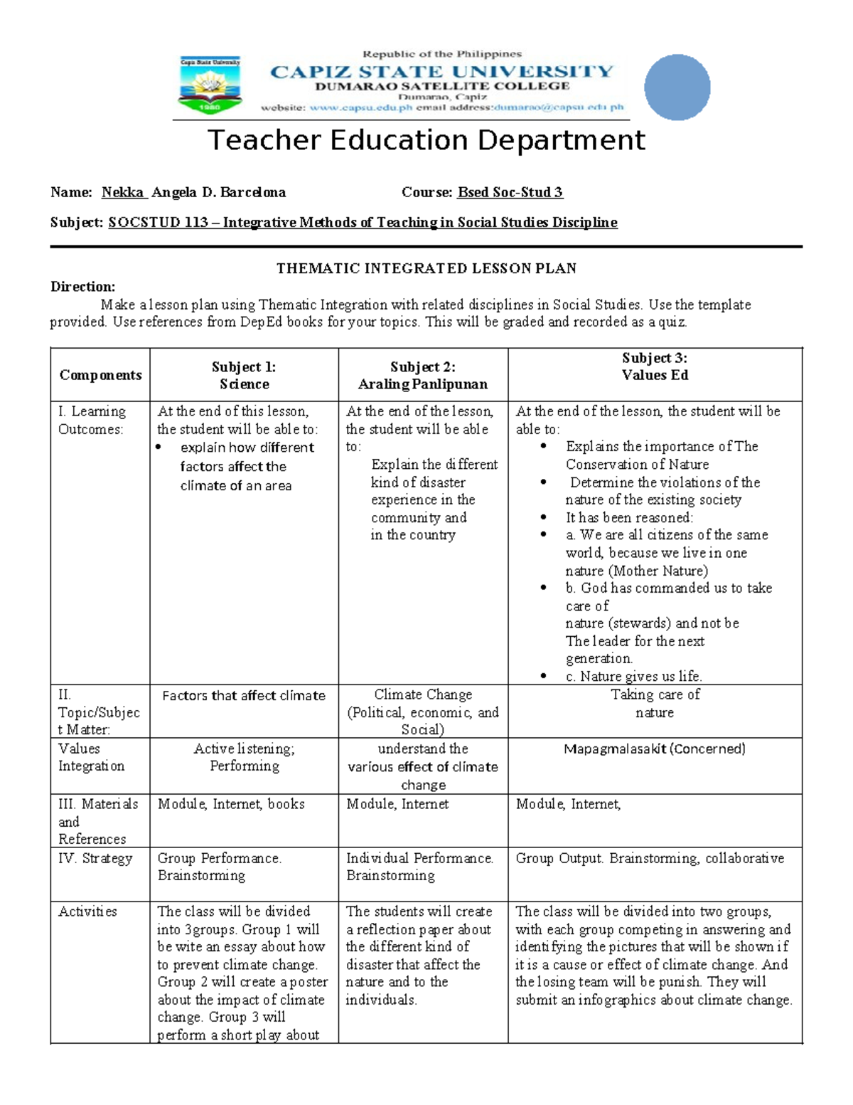 Thematic-LP- Nekka - Thematic Lesson Plan - Teacher Education ...