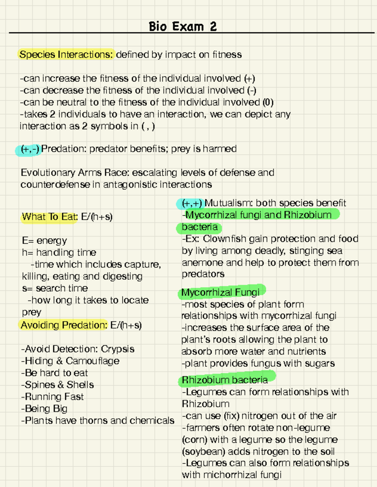 Biology Exam 2 Summary: Species Interactions & Ecology Insights - Studocu
