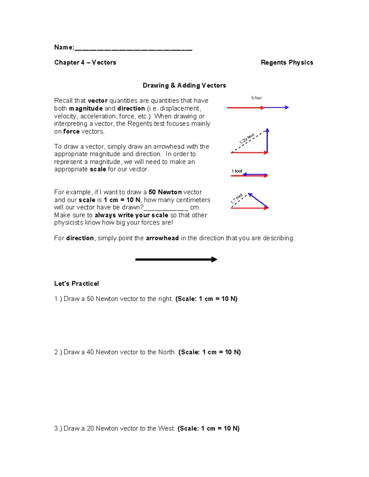Regents Physics: Chapter 4 Vector Notes & Practice Exercises - Studocu