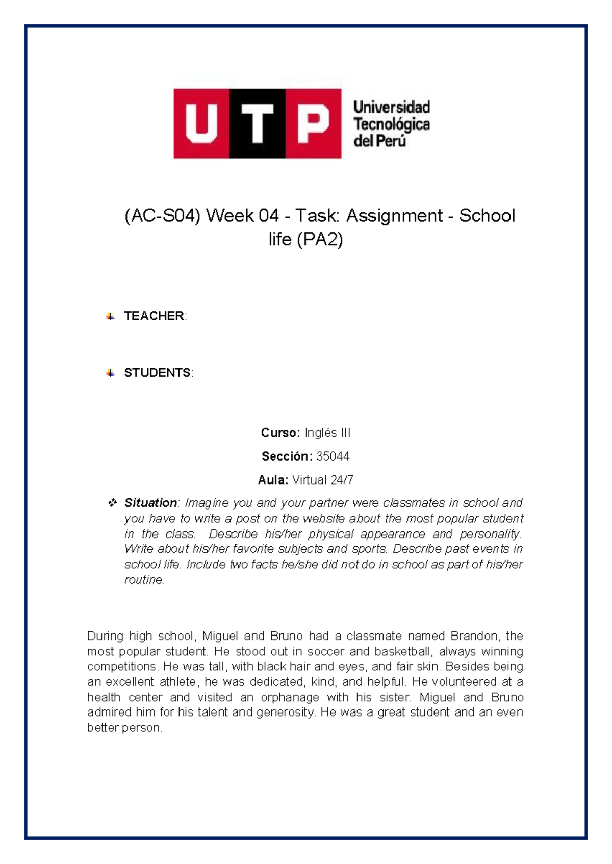 🔴 (AC-S04) Week 04 - Assignment: The Most Popular Student - Studocu