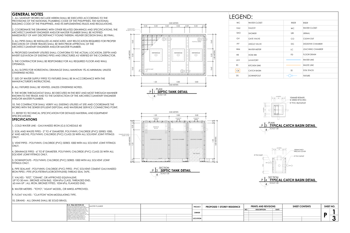 P1 - Plumbing Layout and Specifications for Sanitary Works - Studocu