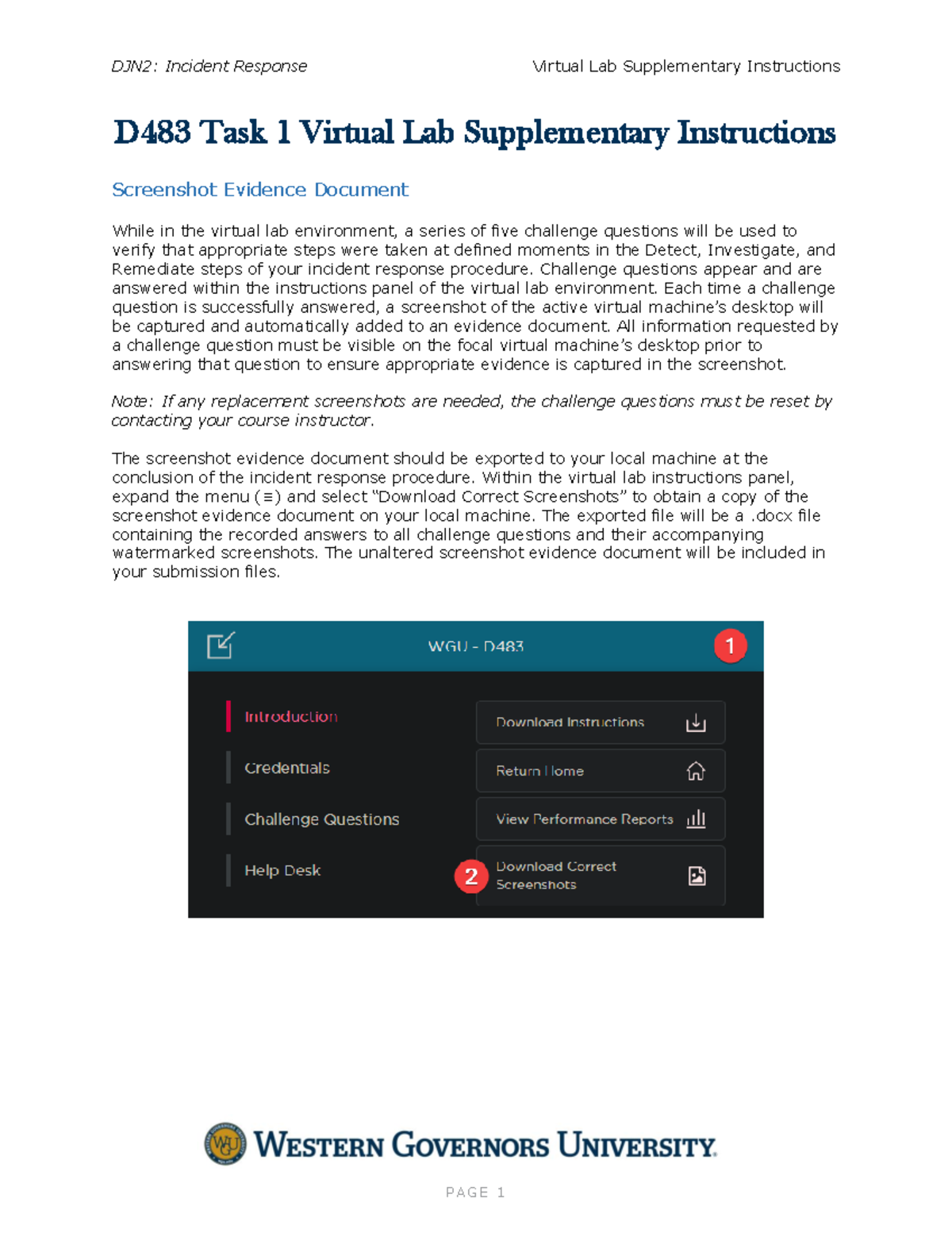 D483 Task 1 Virtual Lab Instructions & Screenshot Evidence Guide - Studocu