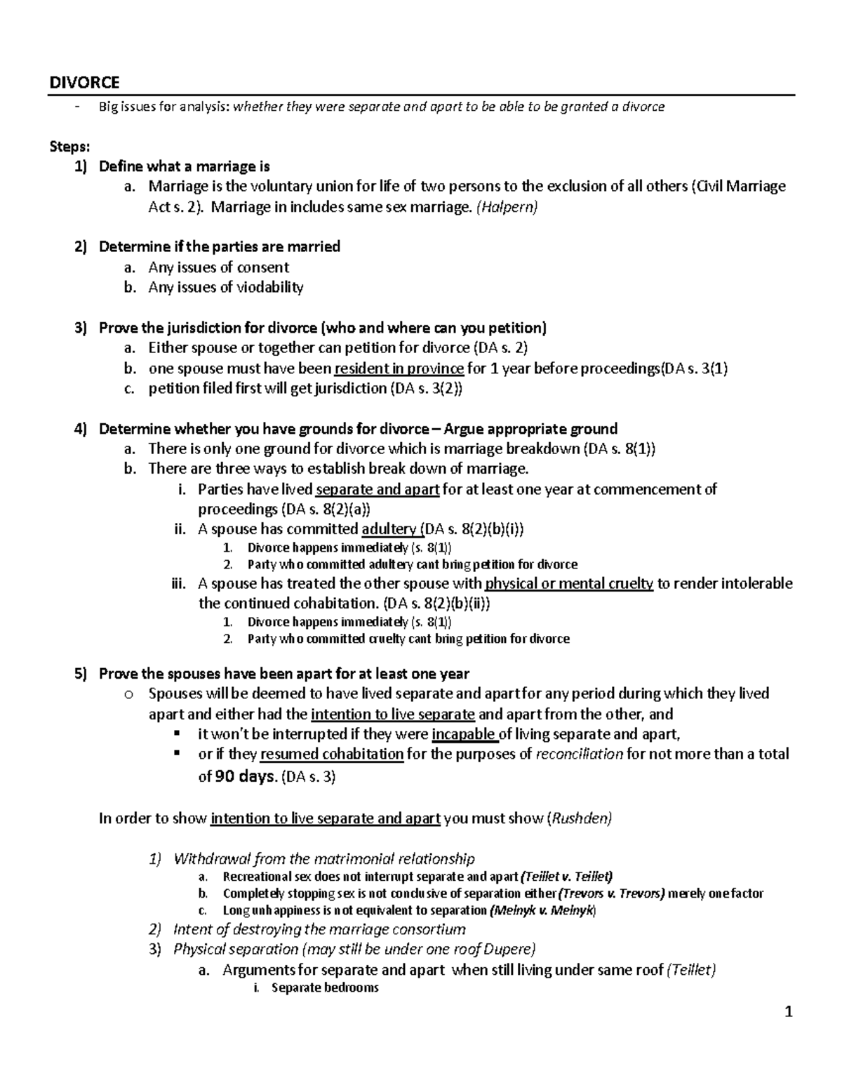 Family Law Attack Strategy for Exam Answers - Document Preview