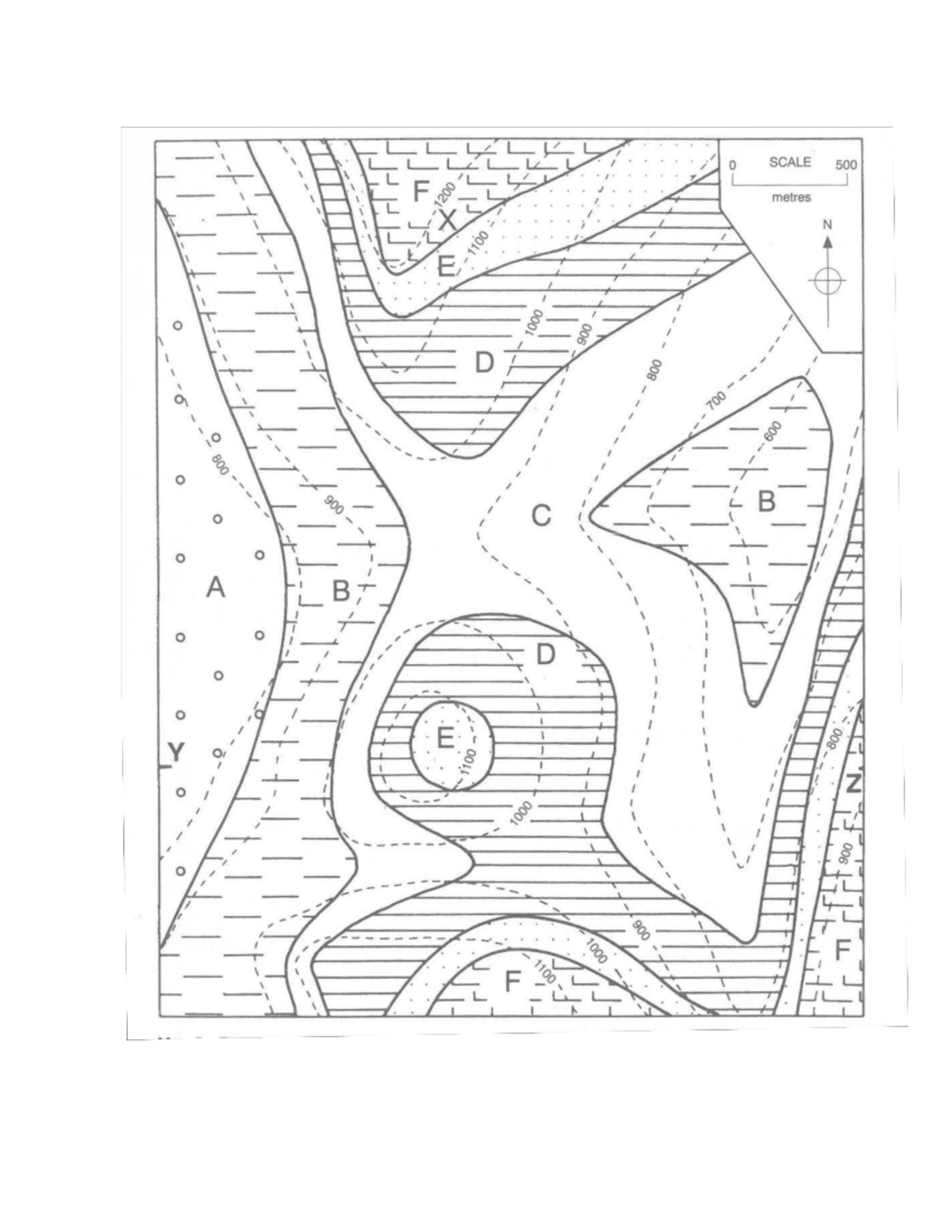 Exam Practice (Contour Map) - CIVN2027 - 0 SCALE 500 F 1200 metres X N ...
