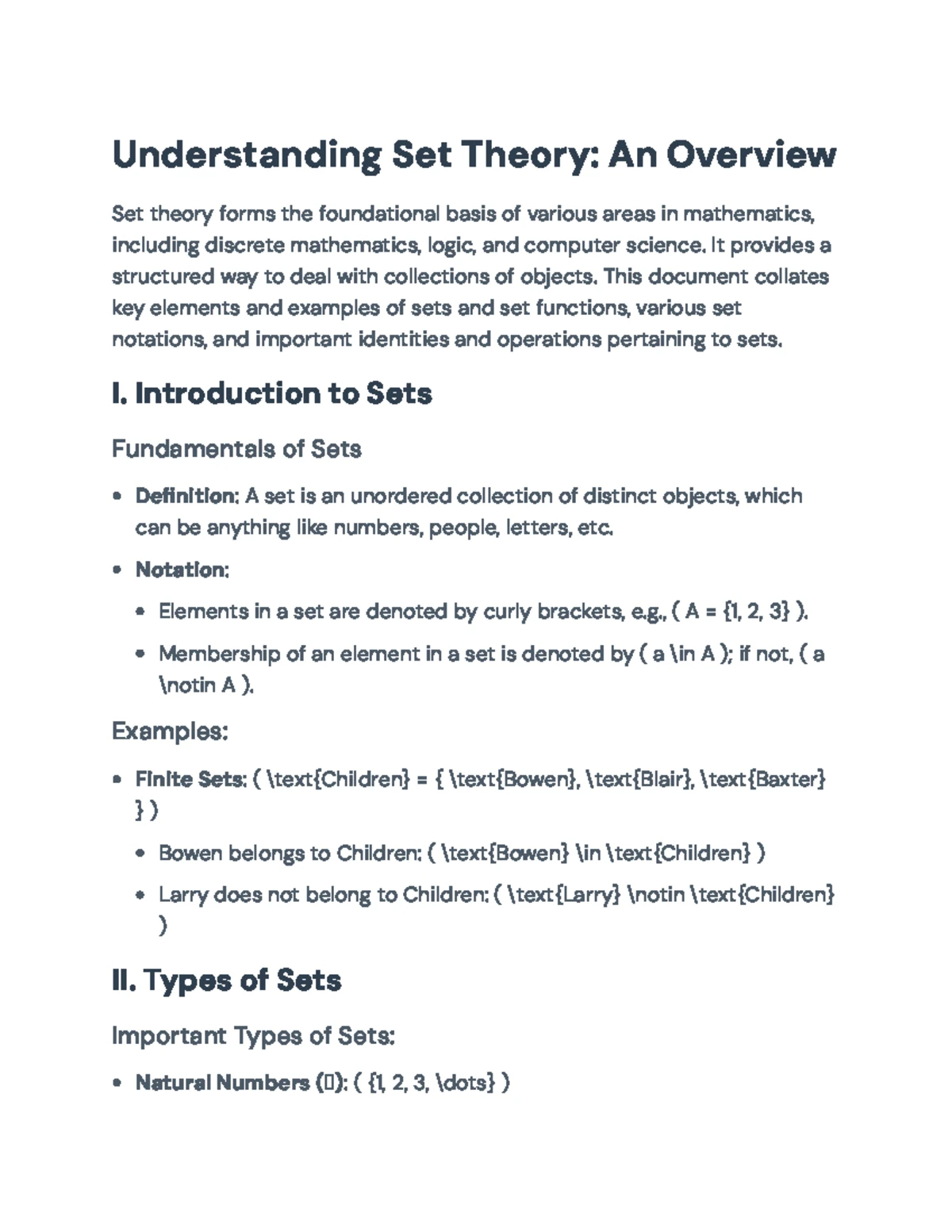Sets and Set Functions: Key Principles in Discrete Math (CS101) - Studocu