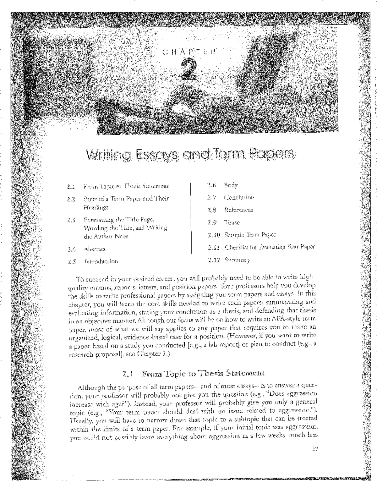 CHAPTER 2 Writing Essays and Term Papers: Key Concepts and Guidelines ...