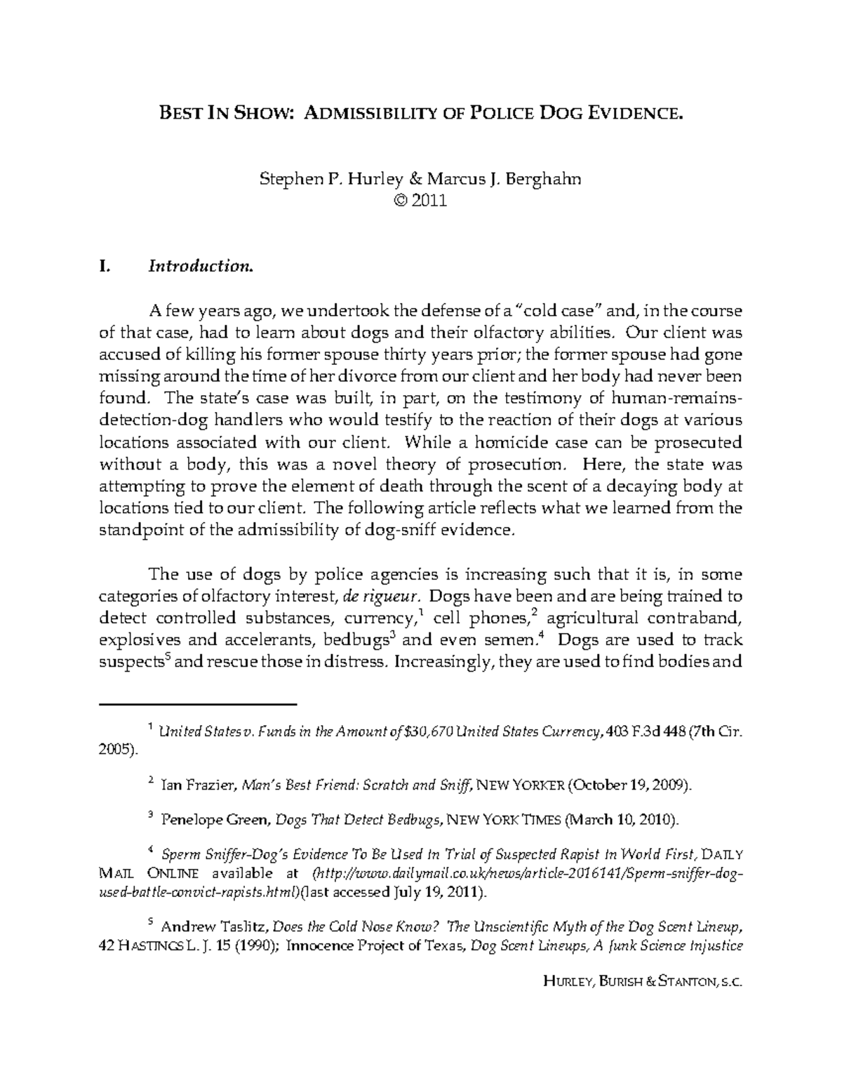 Admissibility of Police Dog Evidence: Exploring Canine Credibility ...