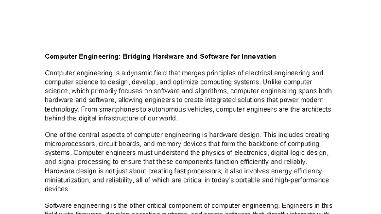 Compeng 1102 - Elective Assignment: Merging Hardware & Software in CE ...