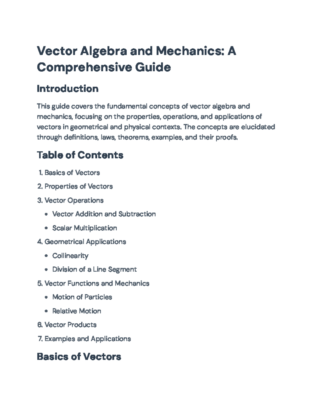 Vector Algebra and Mechanics: A Comprehensive Study Guide - Vector ...