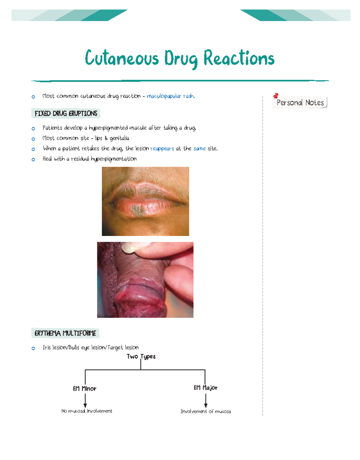 Dermatology Lecture: Cutaneous Drug Reactions Overview - Studocu
