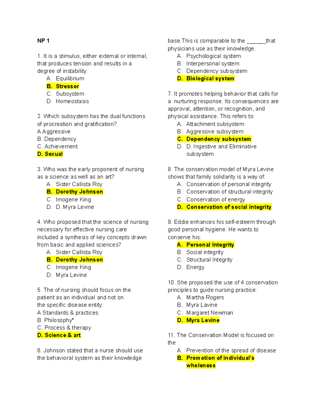 NP 1 & 2: Comprehensive Practice Questions for Nursing Preboards - Studocu
