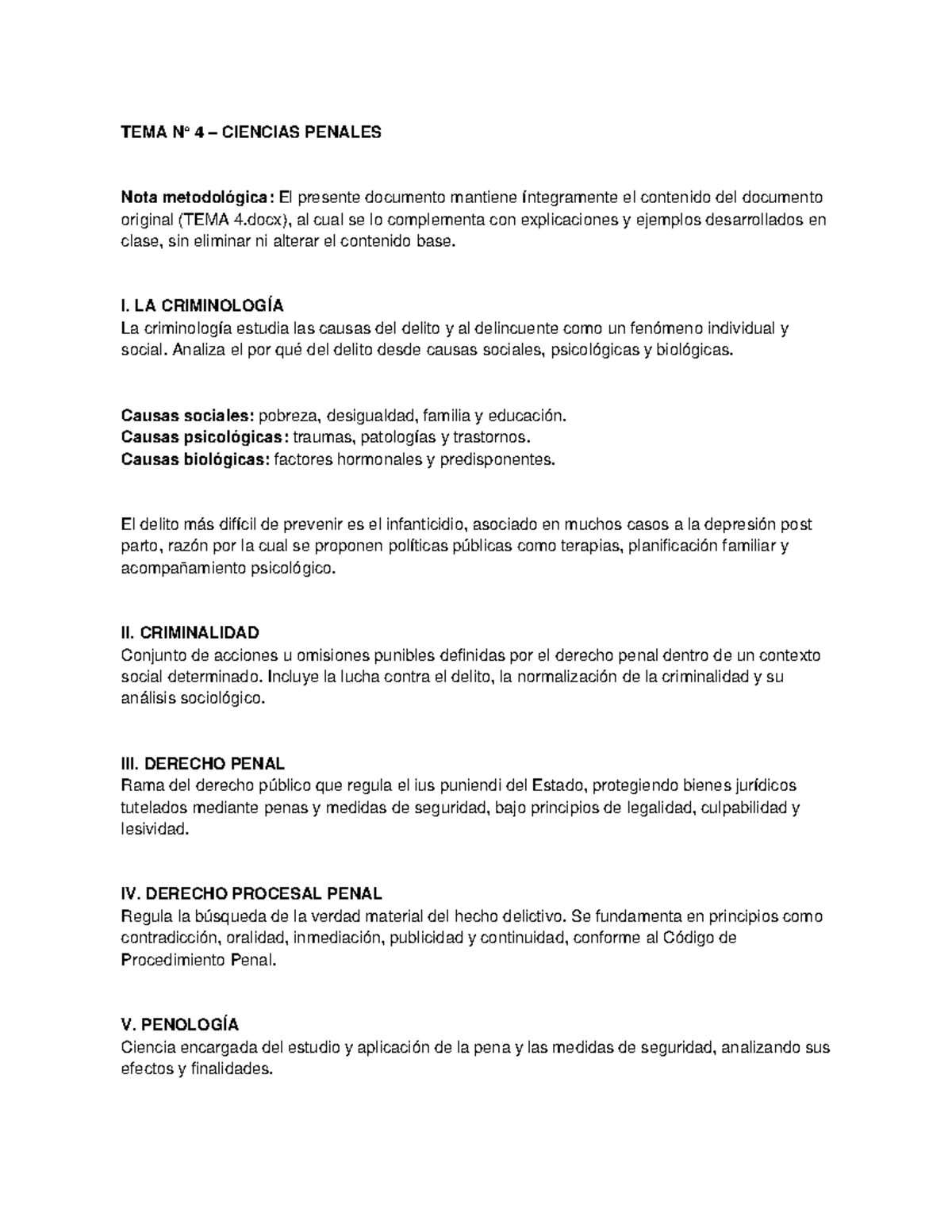 TEMA 4 CIENCIAS PENALES: Contenido Complementado y Ejemplos - Studocu