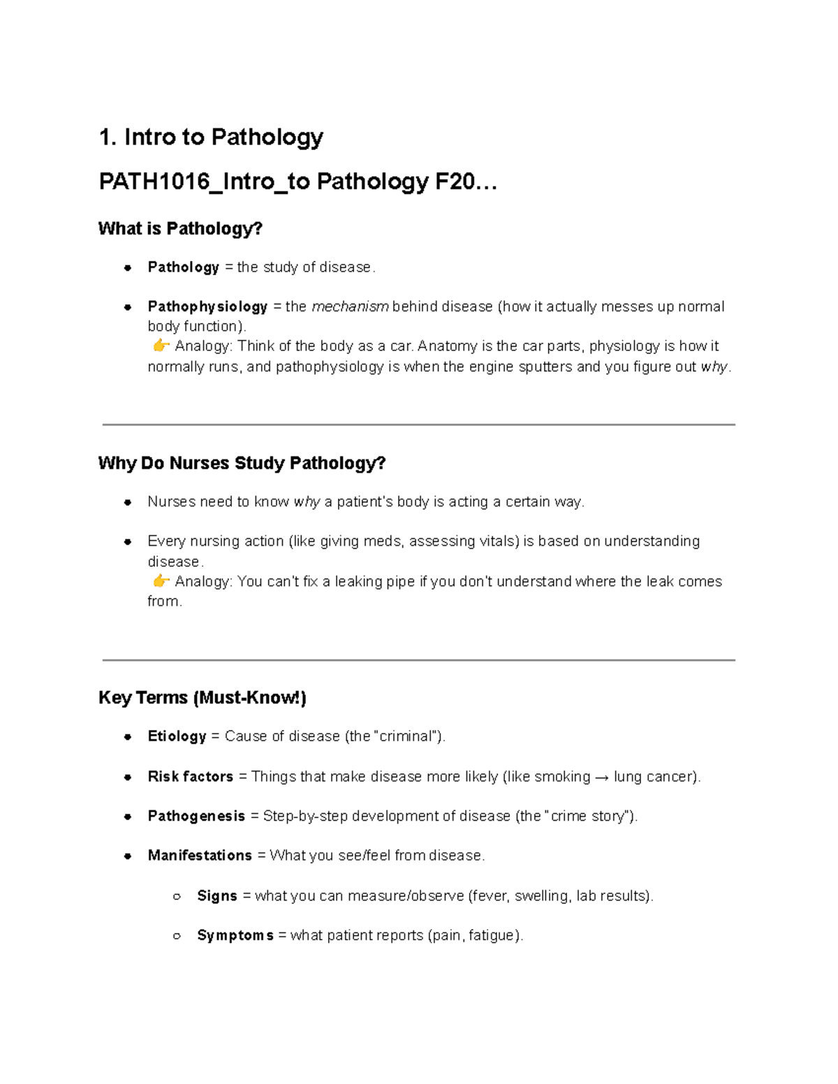 PATH1016_Test 1 Study Guide: Intro to Pathology and Infection - Document Preview