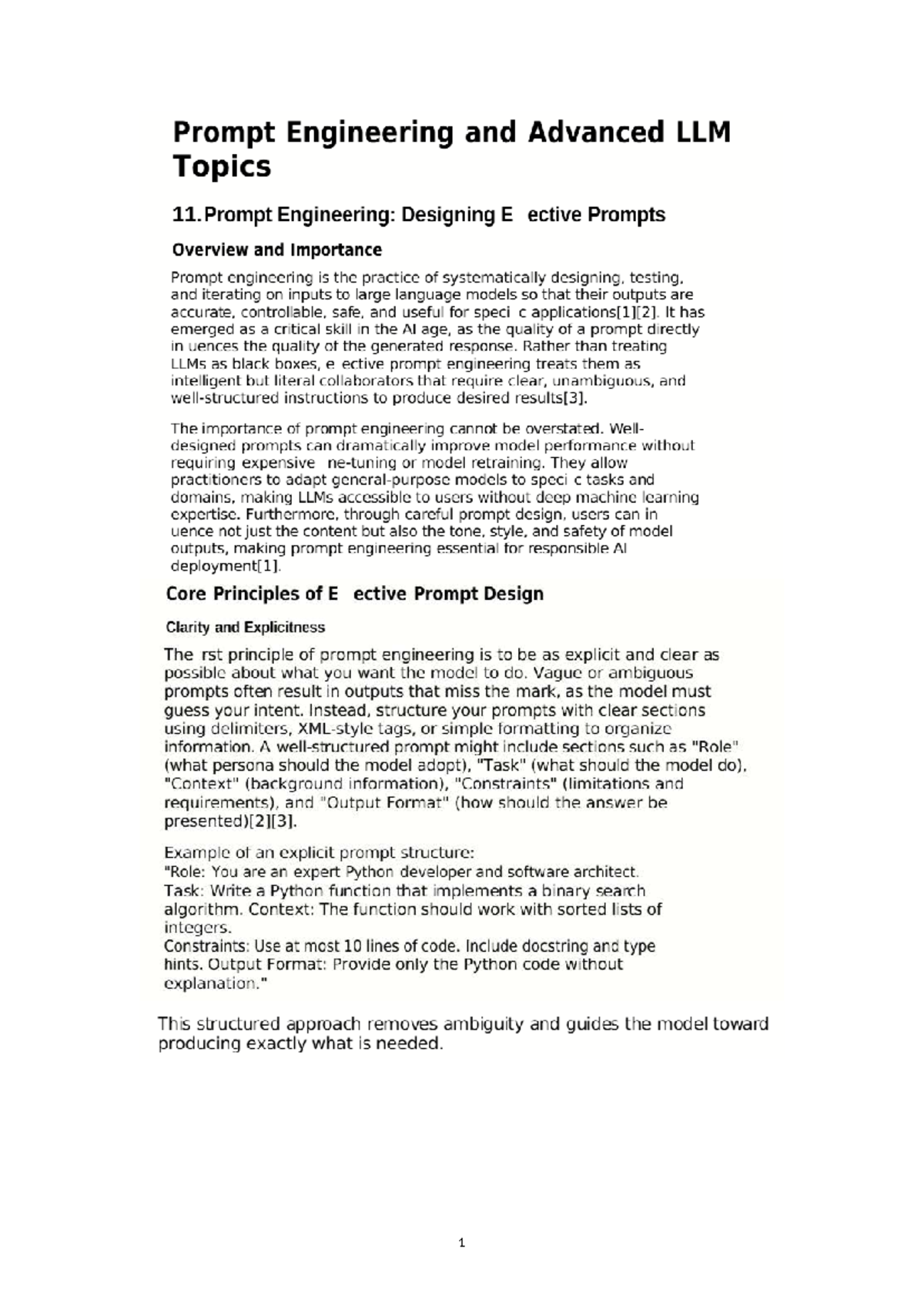 Prompt Engineering and Advanced LLM Topics - AIMLbtech 3rd Yr - Studocu