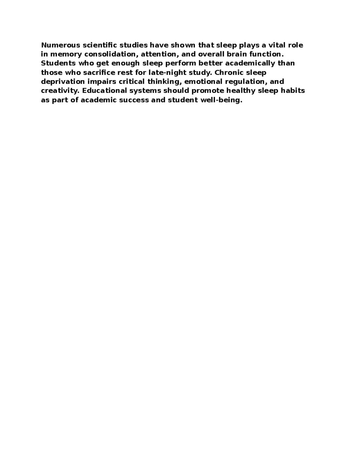 The Impact of Sleep on Cognitive Function and Learning - nothing to ...
