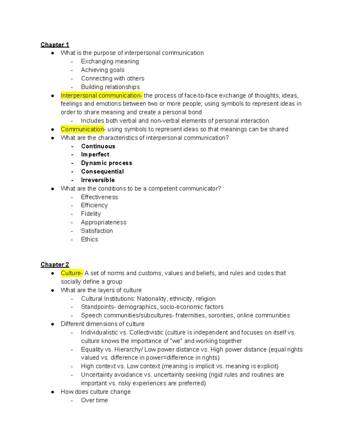 Interpersonal Communication Exam 1 Notes: Key Concepts & Theories - Studocu