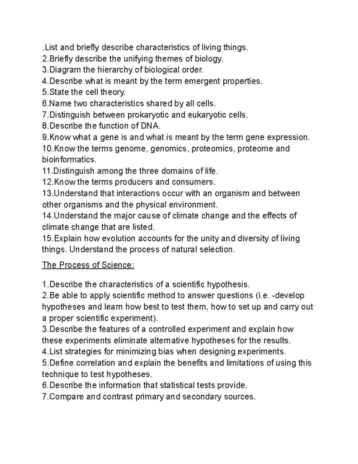 Biology 101: Key Concepts and Processes Overview - Studocu