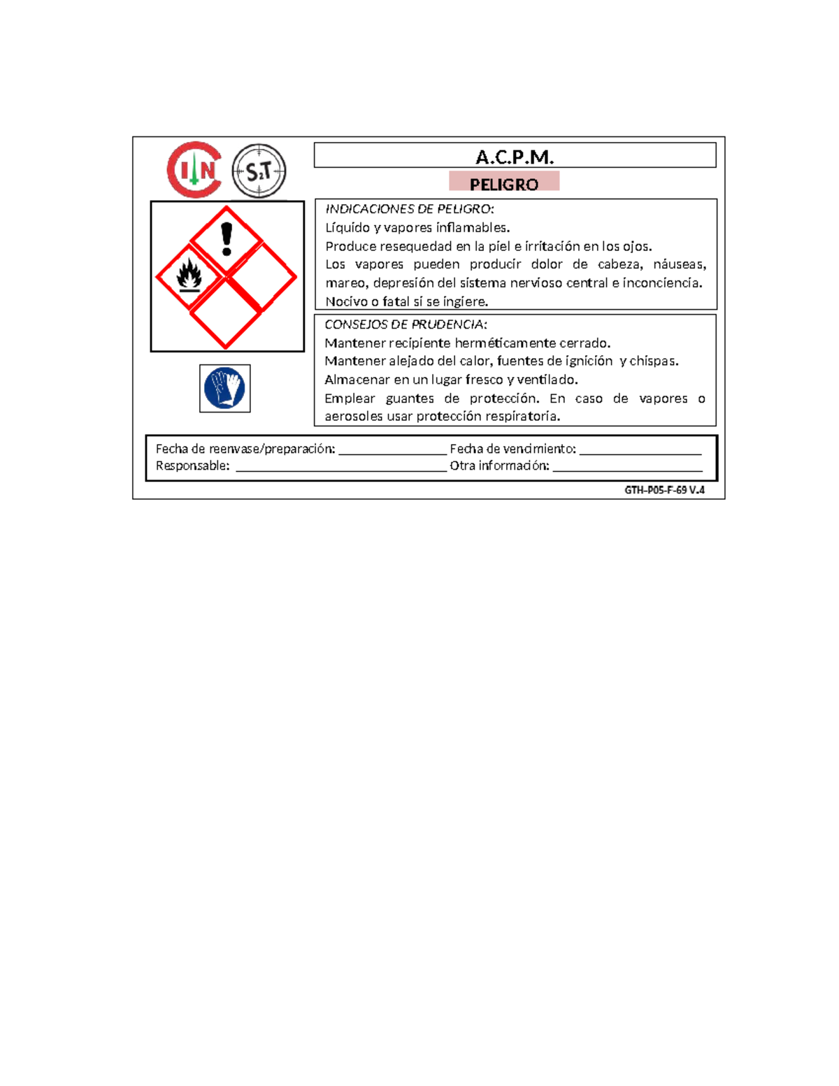 Ro tulo a c p m - ROTULO ACPM - CONSEJOS DE PRUDENCIA: Mantener ...
