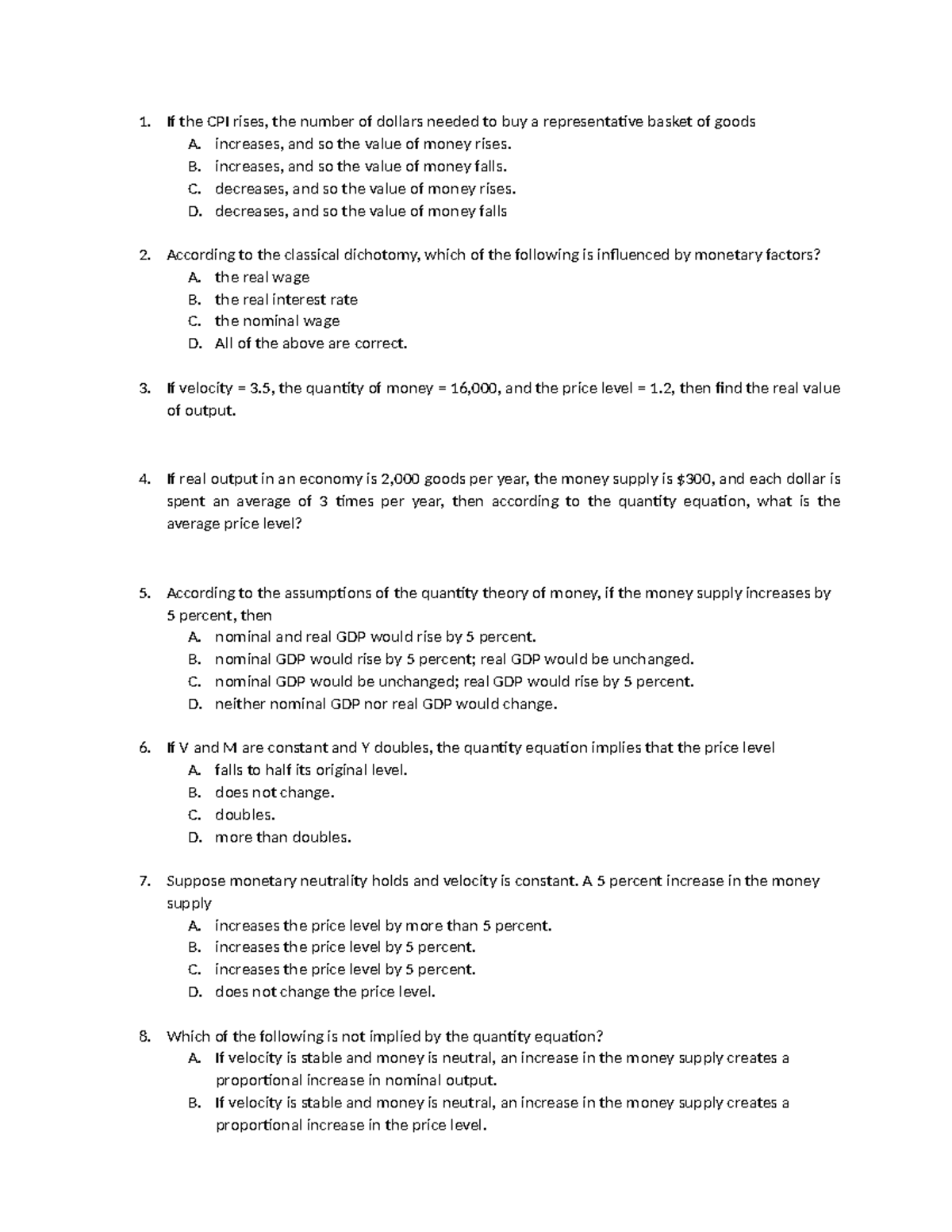 Practice Questions 2: Economics Concepts and Theories (ECO 101) - Studocu
