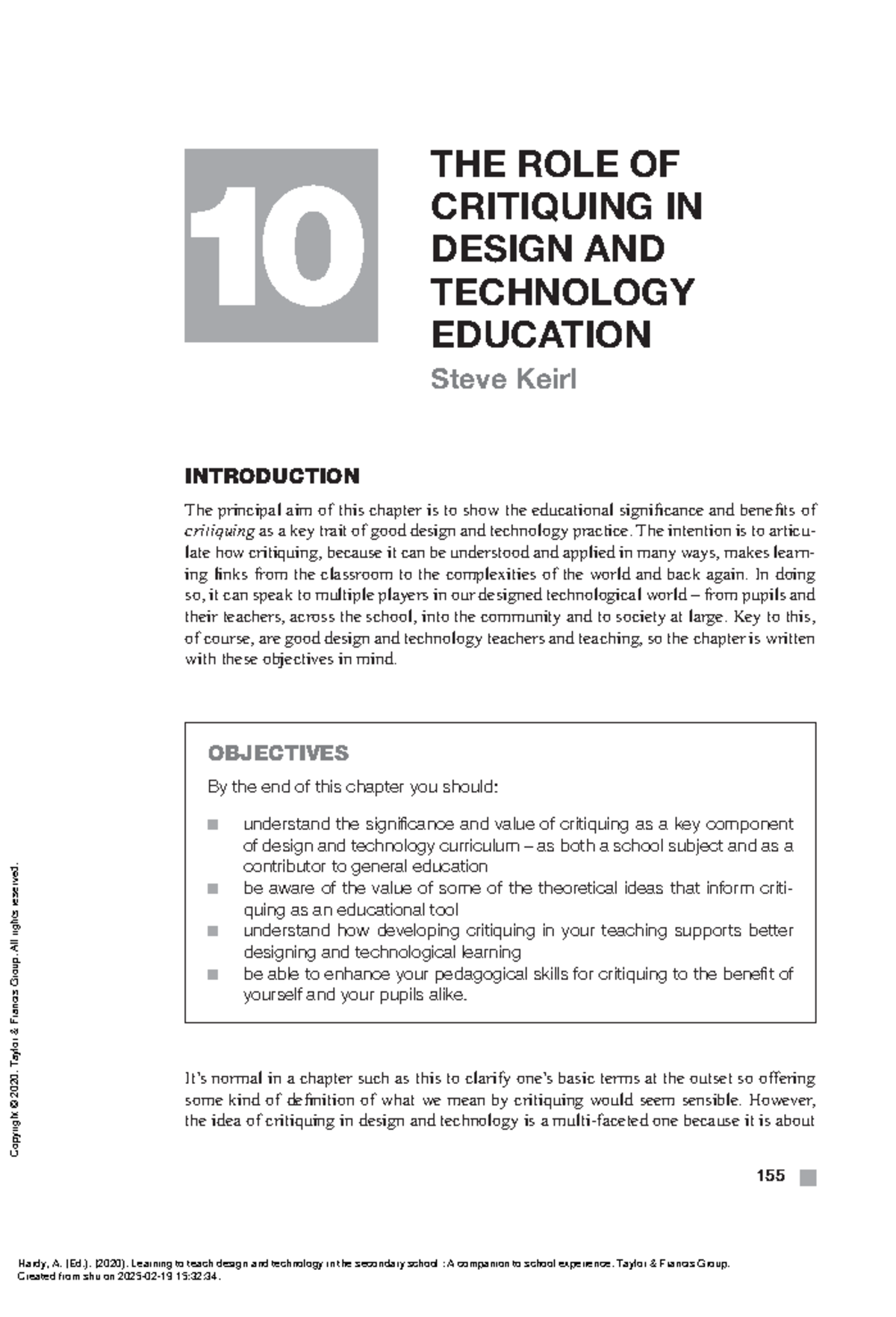 Critiquing in Design & Technology Education: Strategies & Importance ...