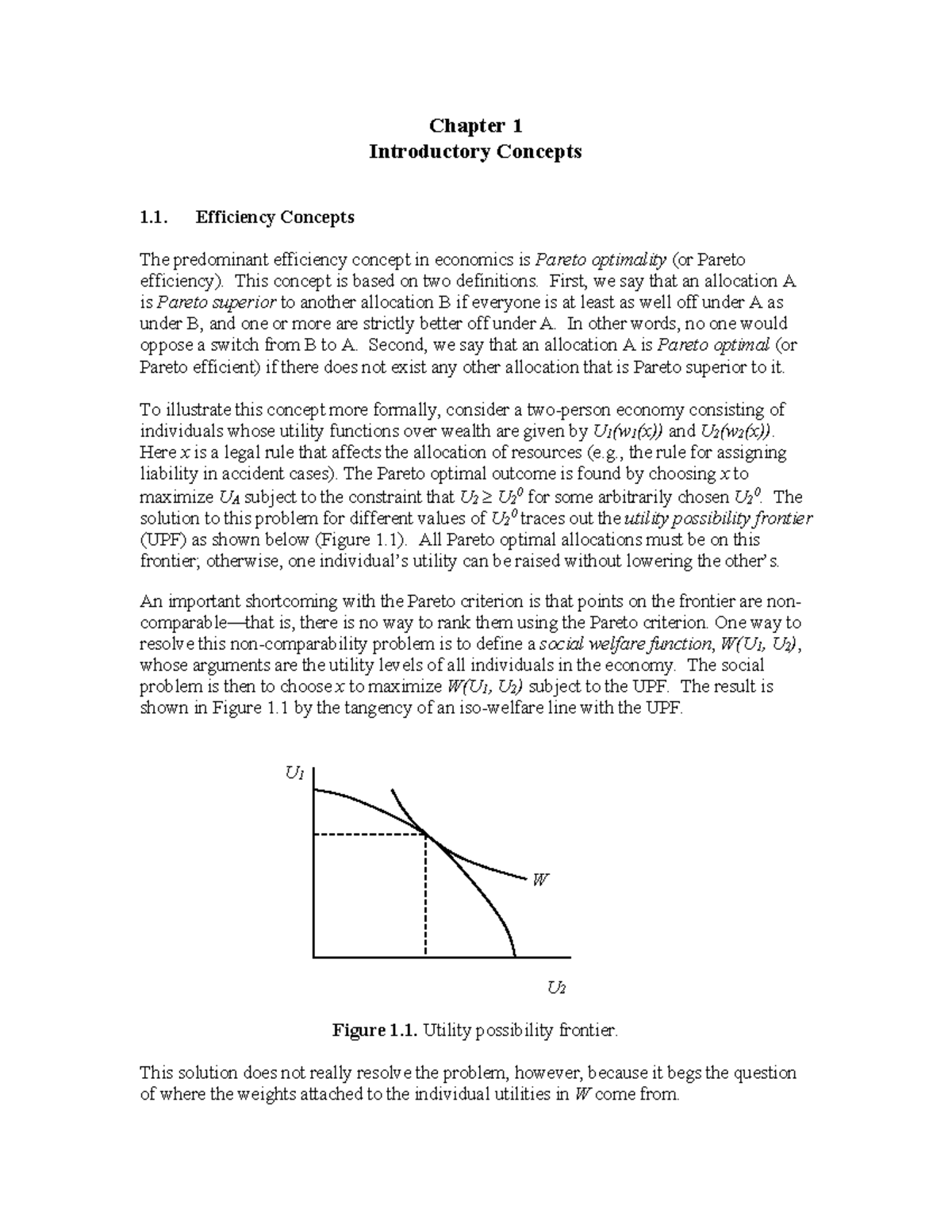 Chapter 1 Grad Student Notes: Efficiency Concepts in Economics - Studocu