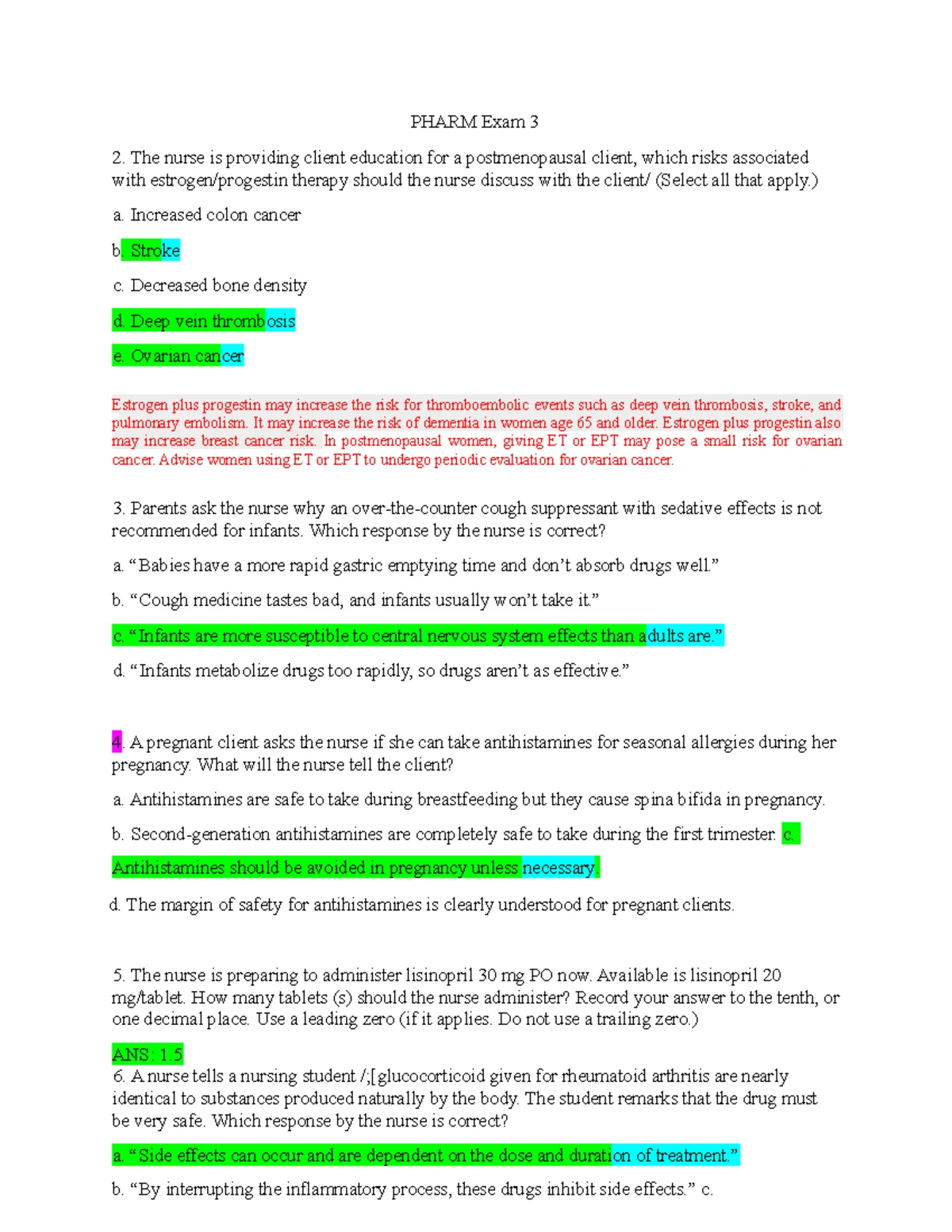 Pharm 101 Medication List for Final Exam Preparation - Studocu