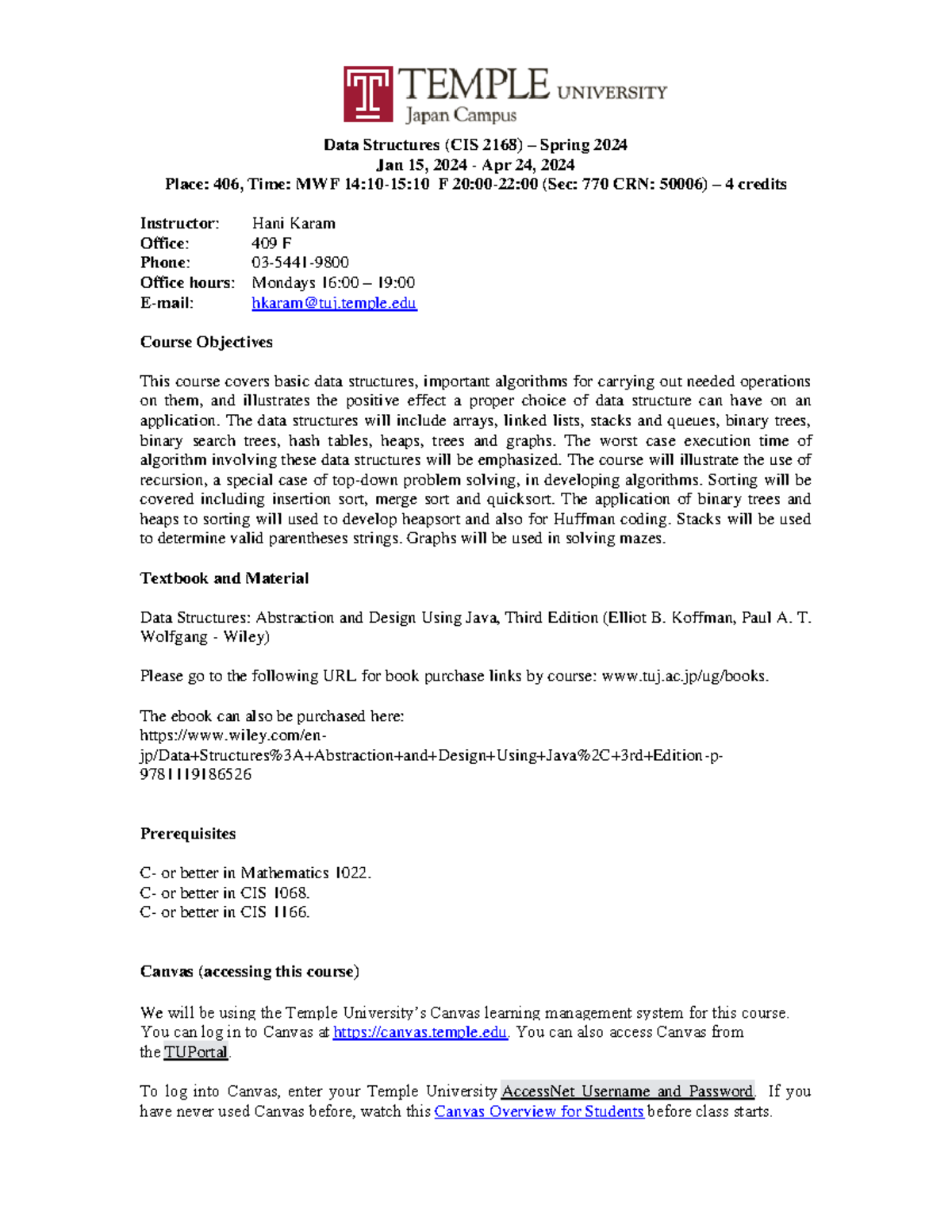 CIS 2168 Data Structures Syllabus for Spring 2024 Semester - Studocu
