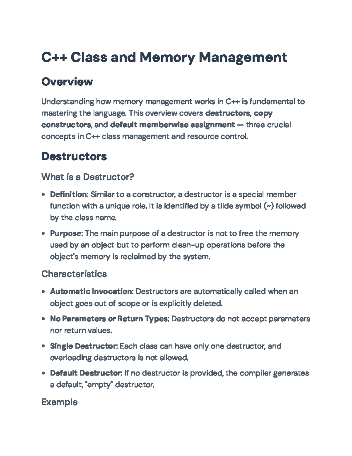 C++ Memory Management: Destructors, Copy Constructors & Assignment ...