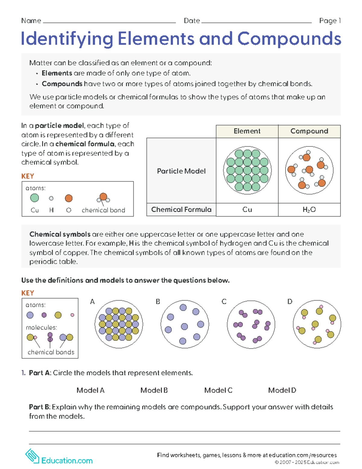 Identifying elements and compounds - Matter can be classified as an ...
