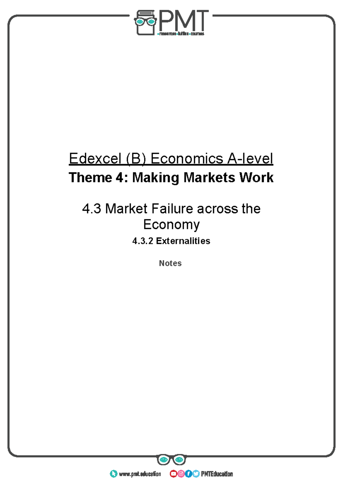 Revision of Externalities in Economics (Econ B) Lecture Notes - Studocu