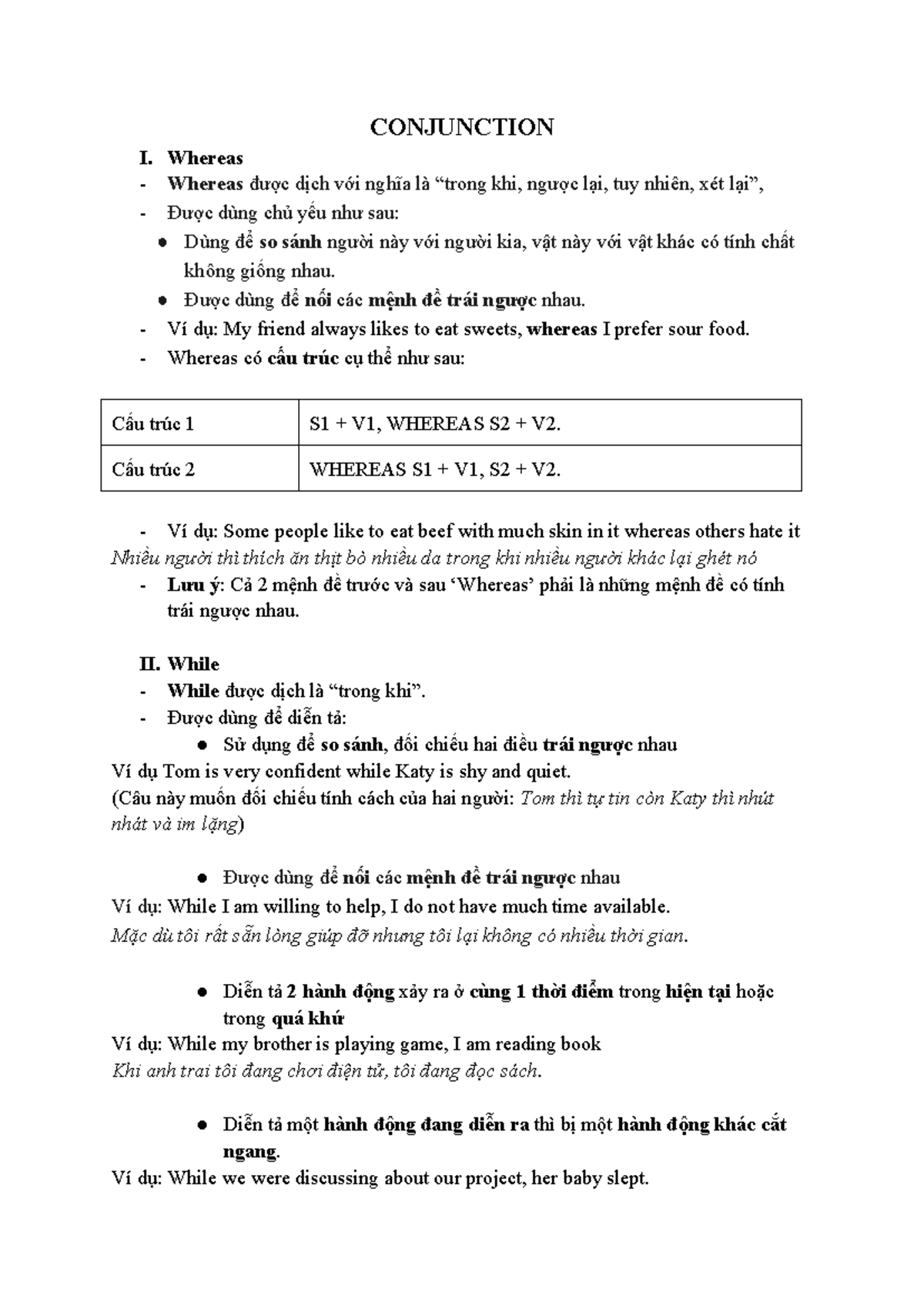 Conjunctions: Usage and Examples - Practice Notes - Studocu