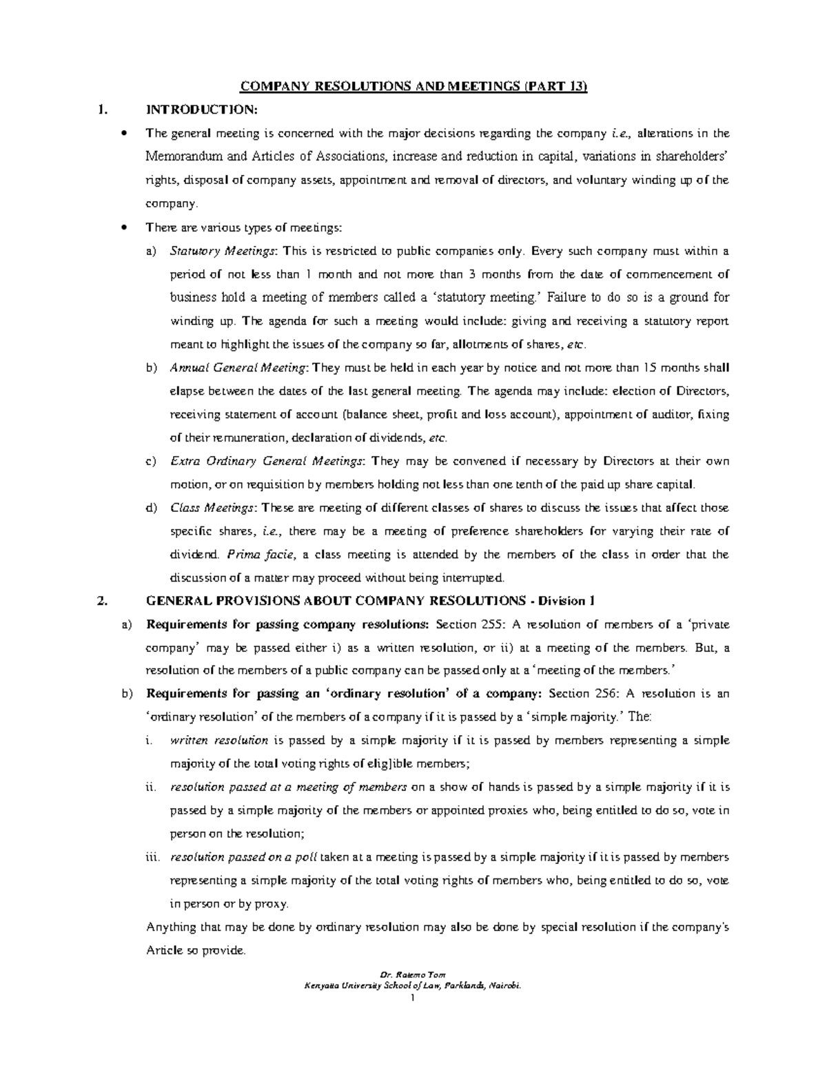 ATP 108 - C - Company Resolutions and Meetings Study Notes - Studocu