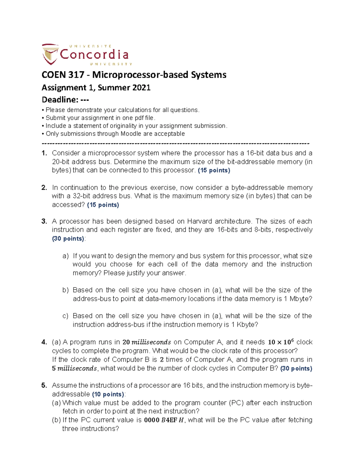 Coen317 Assignment 2 - COEN 317 - Microprocessor-based Systems ...
