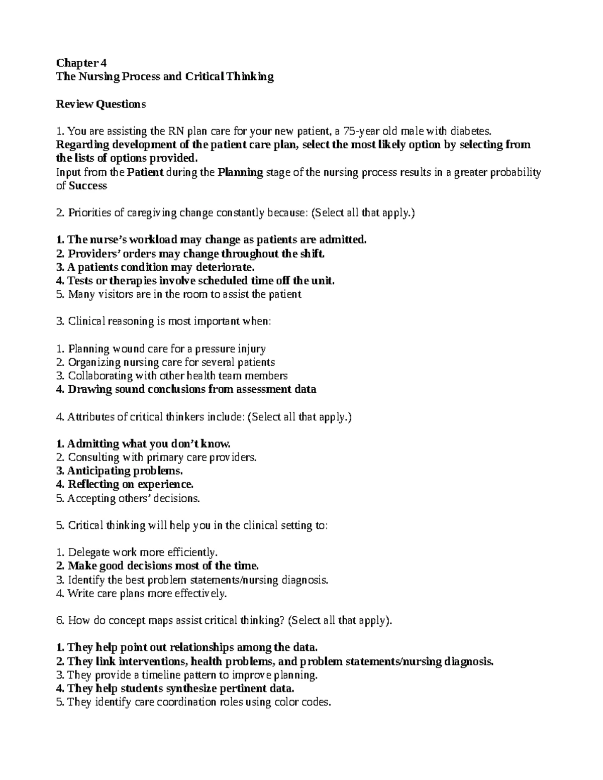 Chapter 5 - Nursing Assessment and Planning Test Bank - Studocu