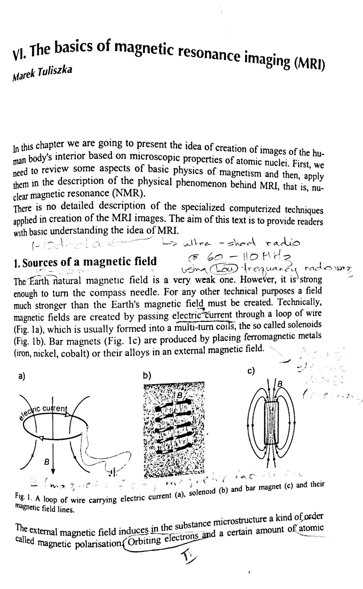 VI. Basics of Magnetic Resonance Imaging (MRI) - Chapter Overview - Studocu