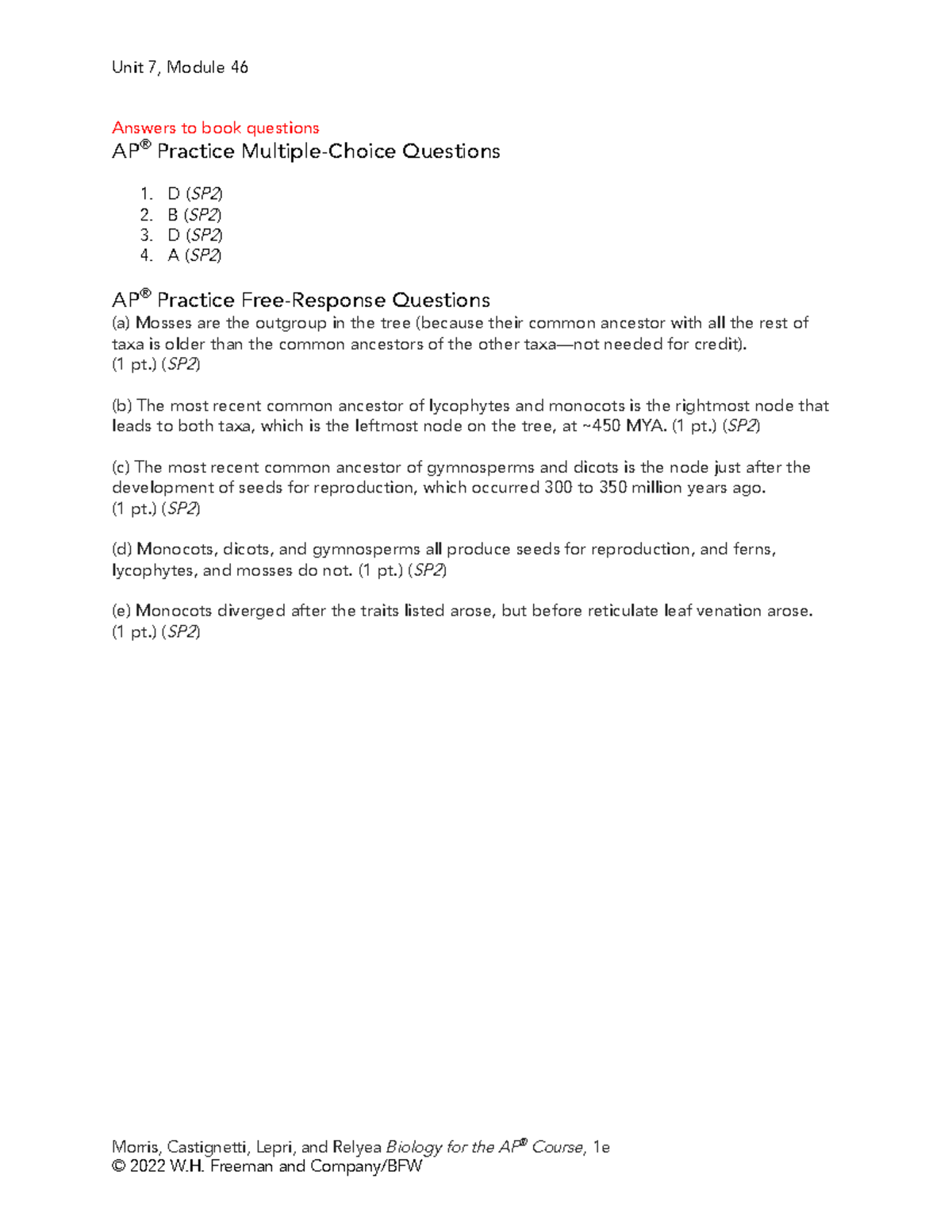 Unit 7, Module 46 Practice Questions Answers (SP2) - Studocu