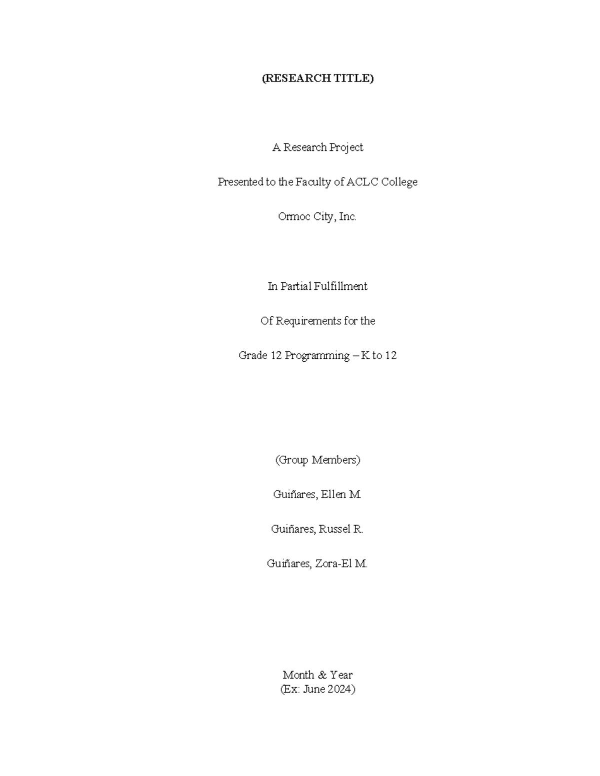 PROG Researchproject Documentation - (RESEARCH TITLE) A Research ...