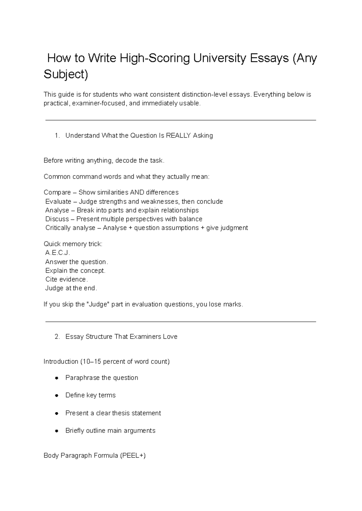How to Write High-Scoring University Essays (Any Subject) - Studocu