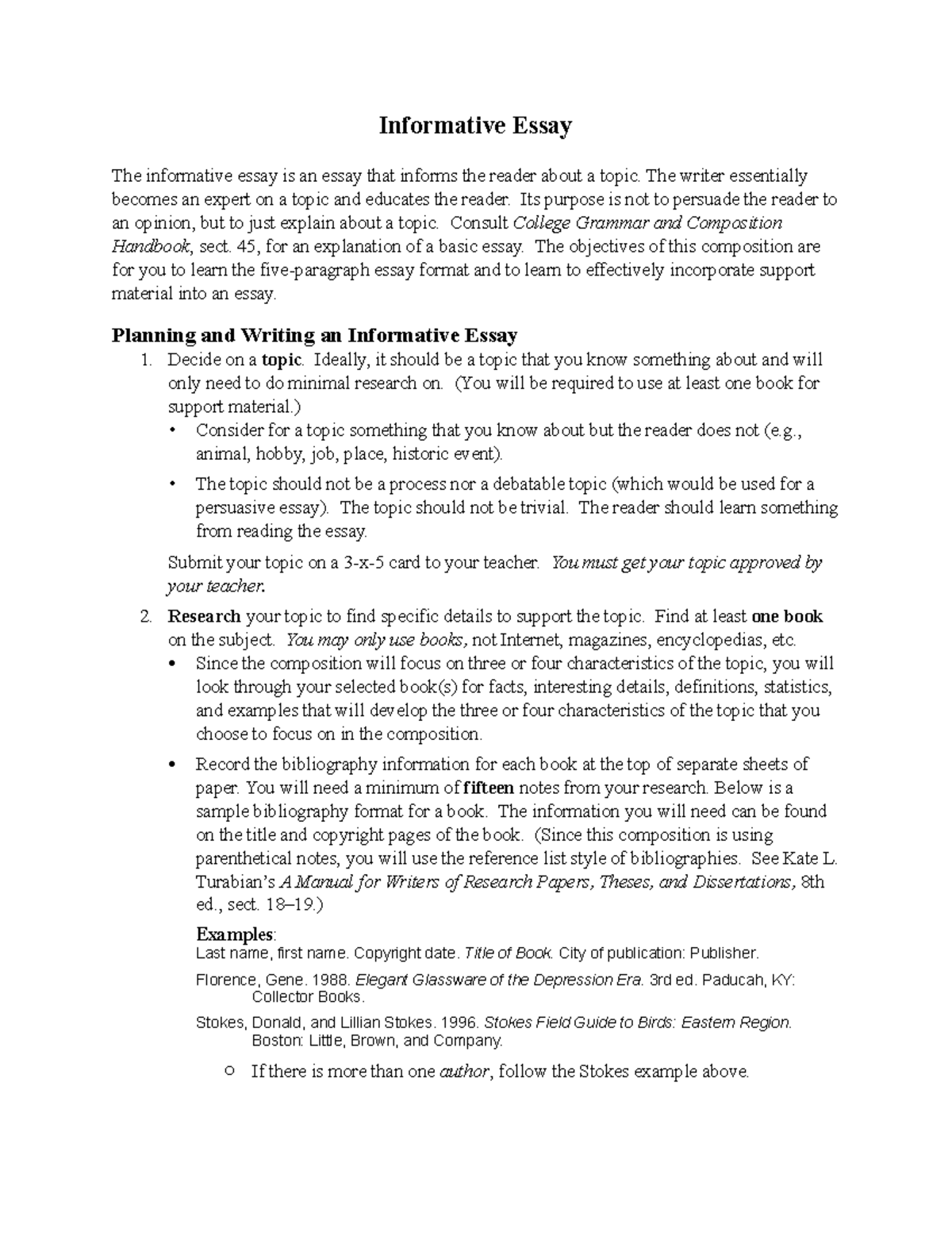 Informative Essay Supplemental Information - Informative Essay The ...