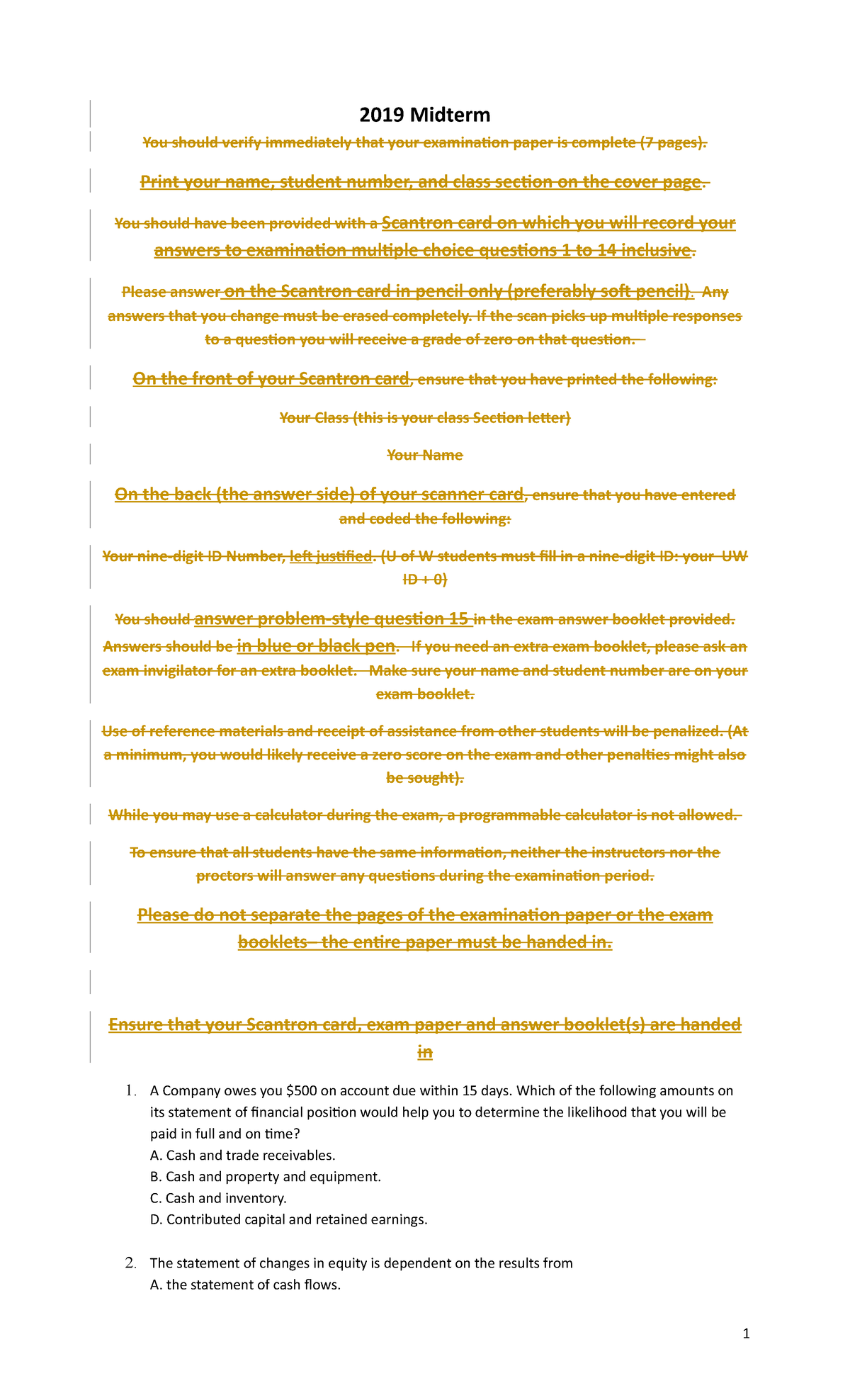 BU127 Midterm Exam 1 2019 Questions and Instructions - Studocu