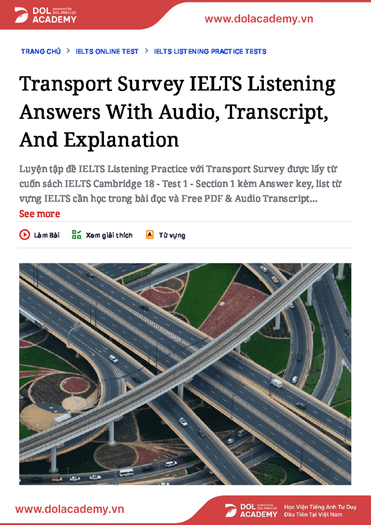 Transport Survey: IELTS Listening Practice Test (IELTS) - Studocu