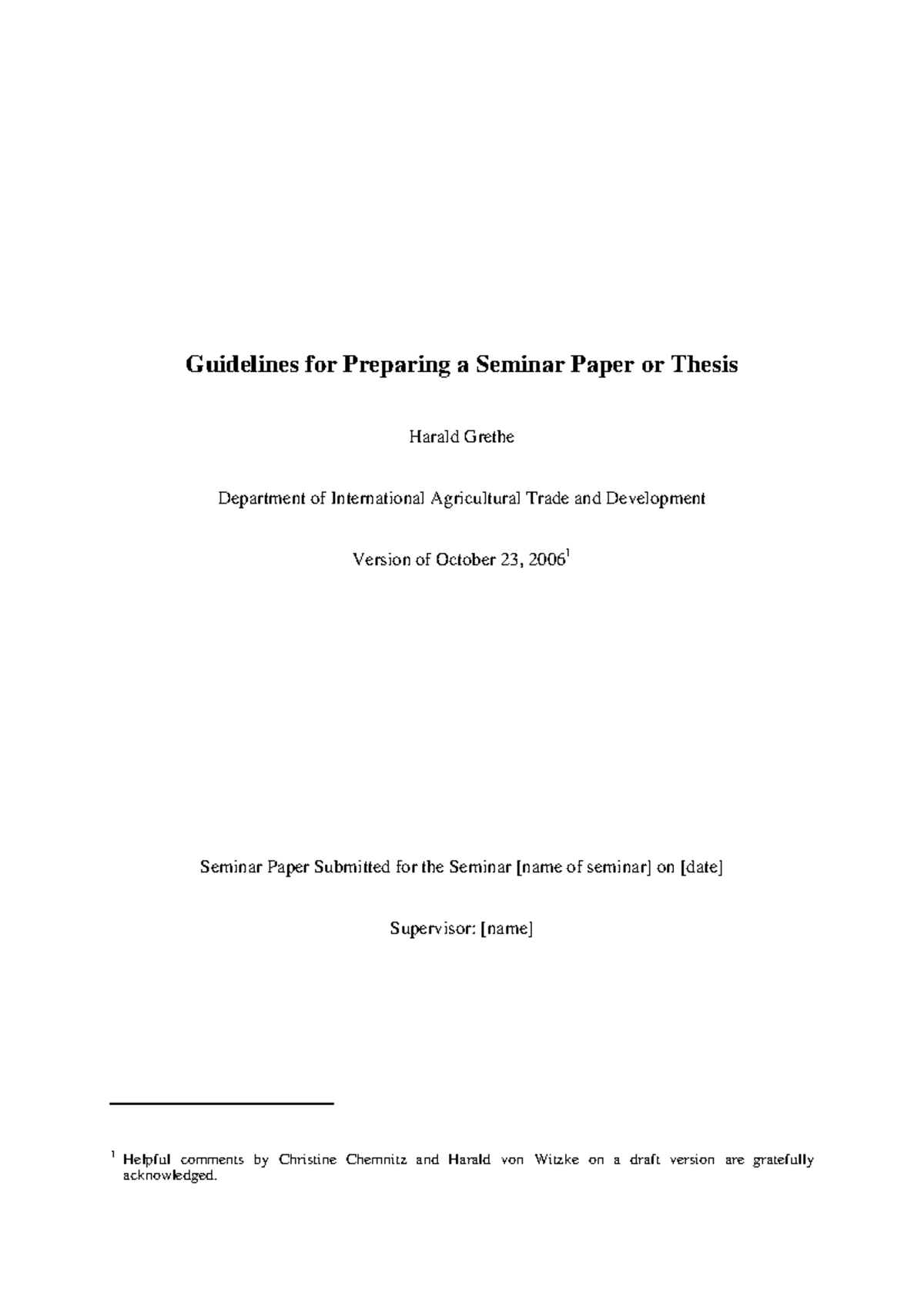 Guidelines for Seminar Papers and Theses - Guidelines for Preparing a ...