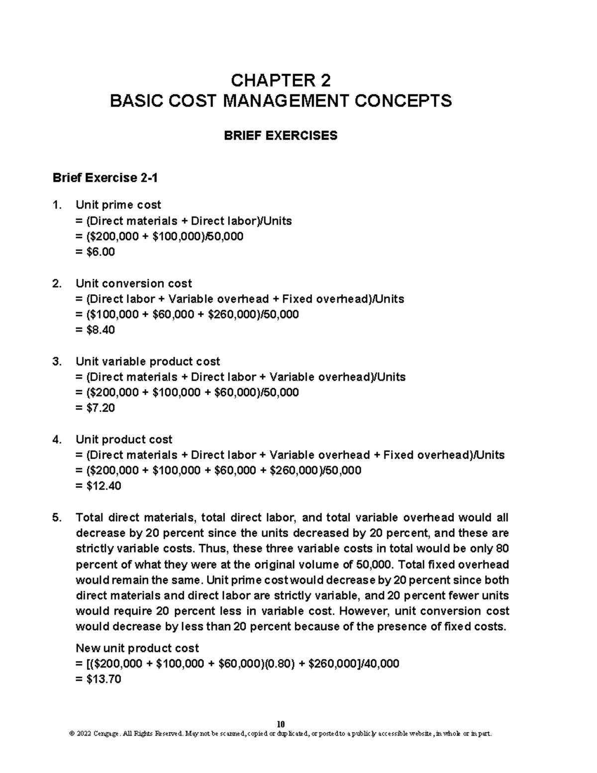 CHAPTER 2 COST ACCOUNTING: BRIEF EXERCISES AND SOLUTIONS - Studocu