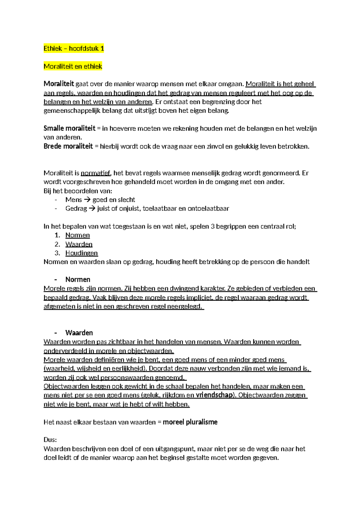 Ethiek en Moralisme – Samenvatting Hoofdstukken 1 en 2 (ETH101 ...
