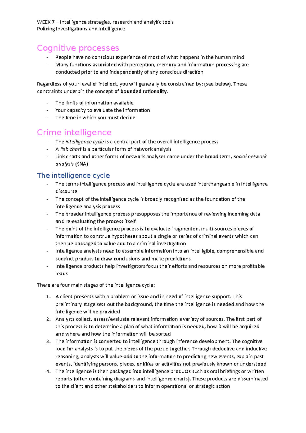 WEEK 7 – Intelligence strategies, research and analytic tools ...