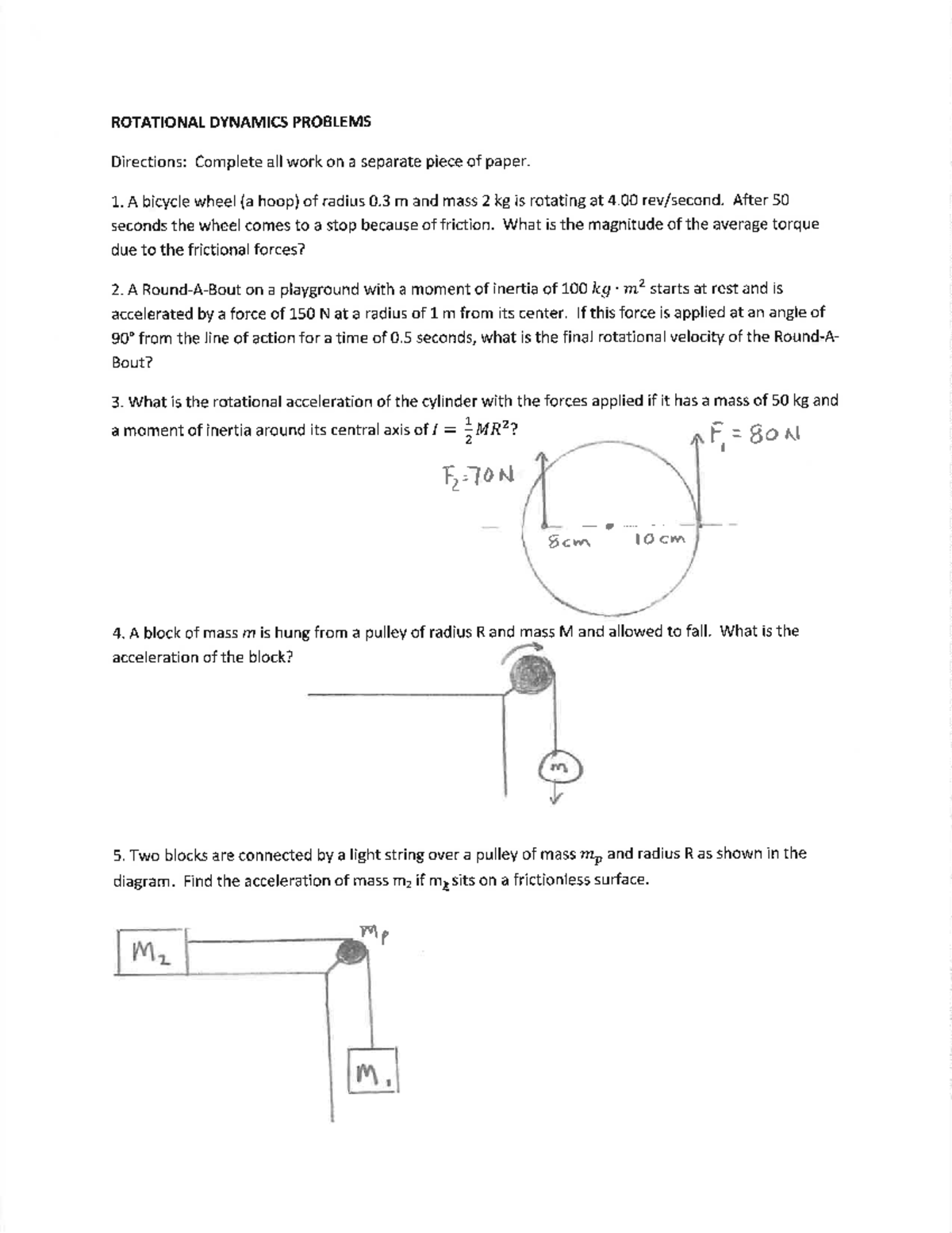 Rotational Dynamics Problems (2021) - Torque & Acceleration Analysis ...