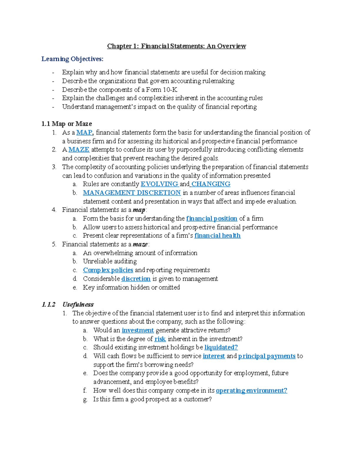 Chapter 1: Overview of Financial Statements and Their Importance - Studocu