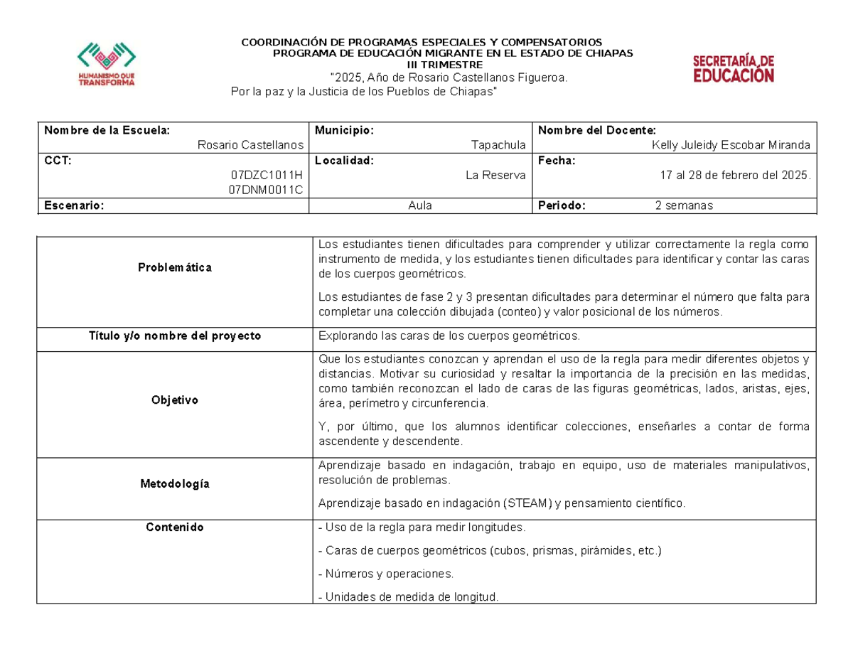 Planeación de Actividades para el Programa de Educación Migrante (PEMCH ...