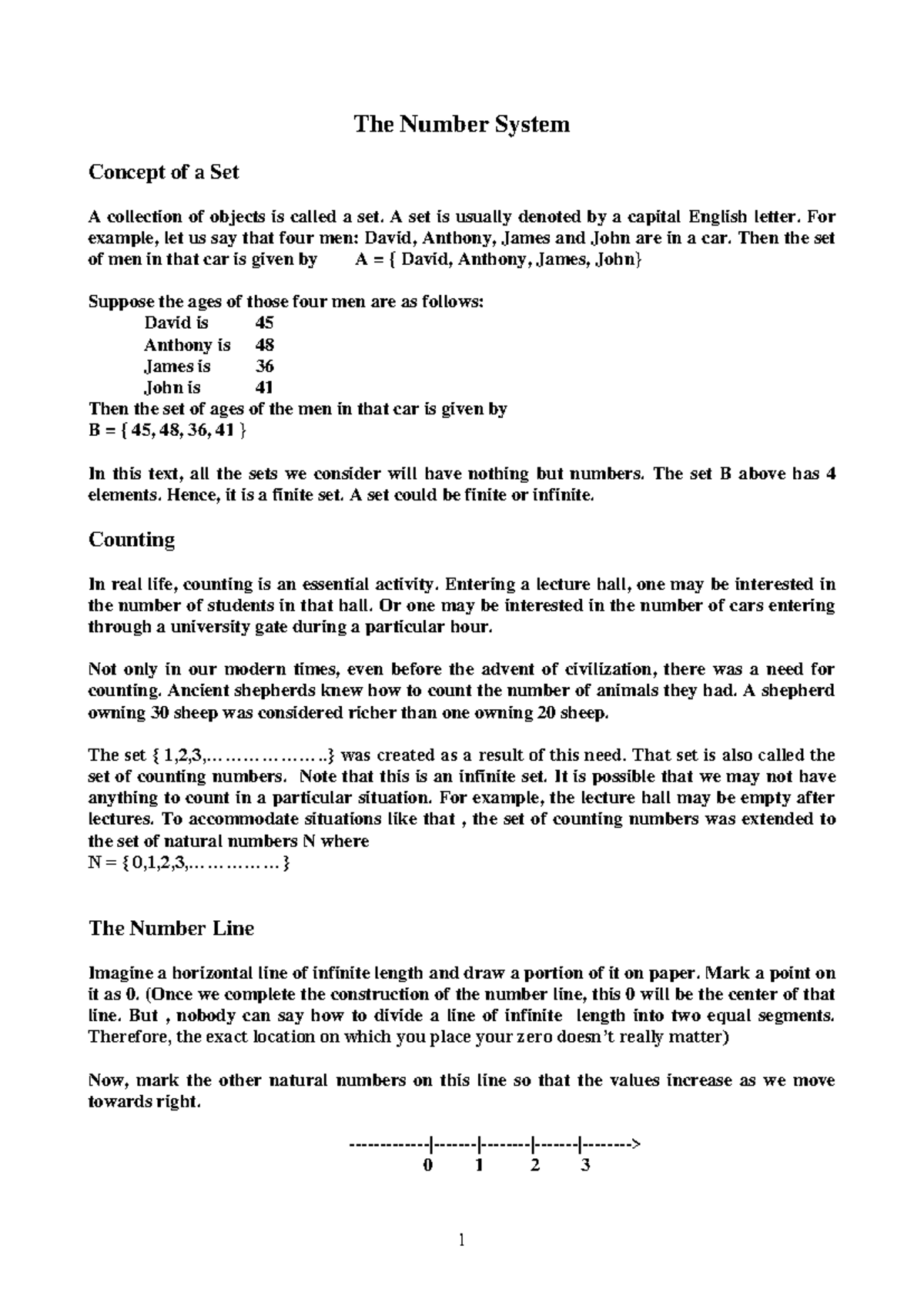 Number System Concepts: Sets, Operations, and Real Numbers (MATH 101 ...